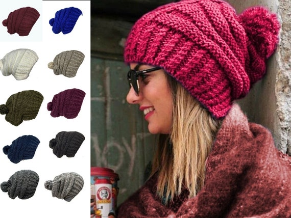 Gorros para Mujer, Gorro de Punto de 17 Colores Diferentes para Mujer, Gorro  de Gorro Transpirable Súper Cálido y Suave, Gorros de Invierno para Mujer,  POMPO -  México