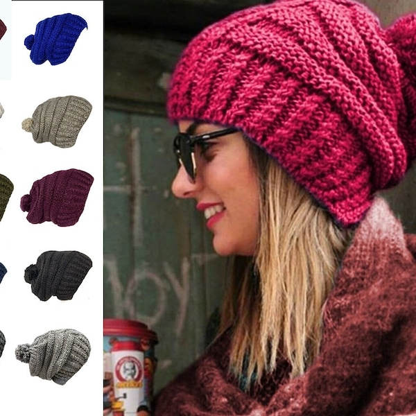 Mützen für Damen, 17 Verschiedene Farben Strickmütze für Frauen, Atmungsaktiv Super Warm und Weiche Beanie Mütze, Wintermützen für Frauen, POMPO