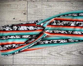 Cowhide Serape Stripe Western Twist Headband
