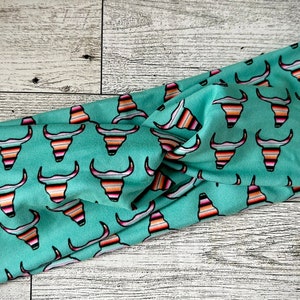 Serape Stripe Longhorn Twist Headband-western