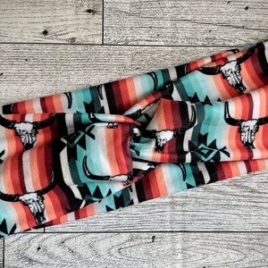 Aztec Stripe Neutral Longhorn Twist Headband