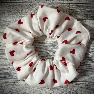 White with Red Valentine Heart Scrunchie