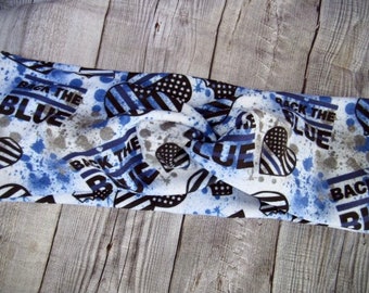 Back the Blue (white background) Twist Headband