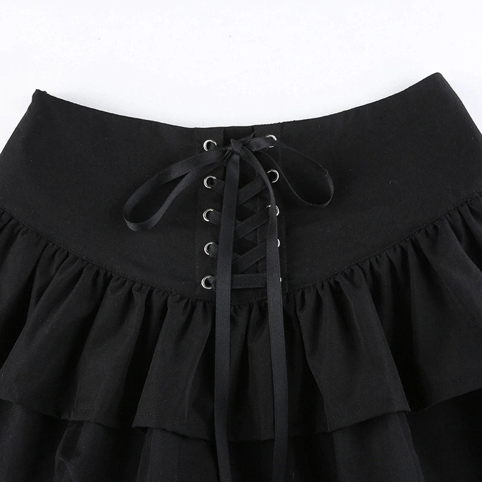 Mini Pleated Skirt Chiffon Edge Aesthetic Punk / Goth Style | Etsy