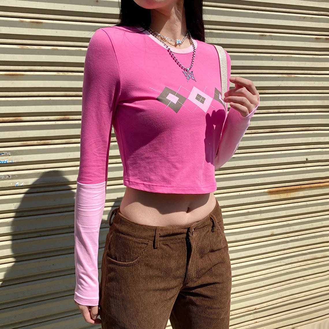 pink y2k crop top