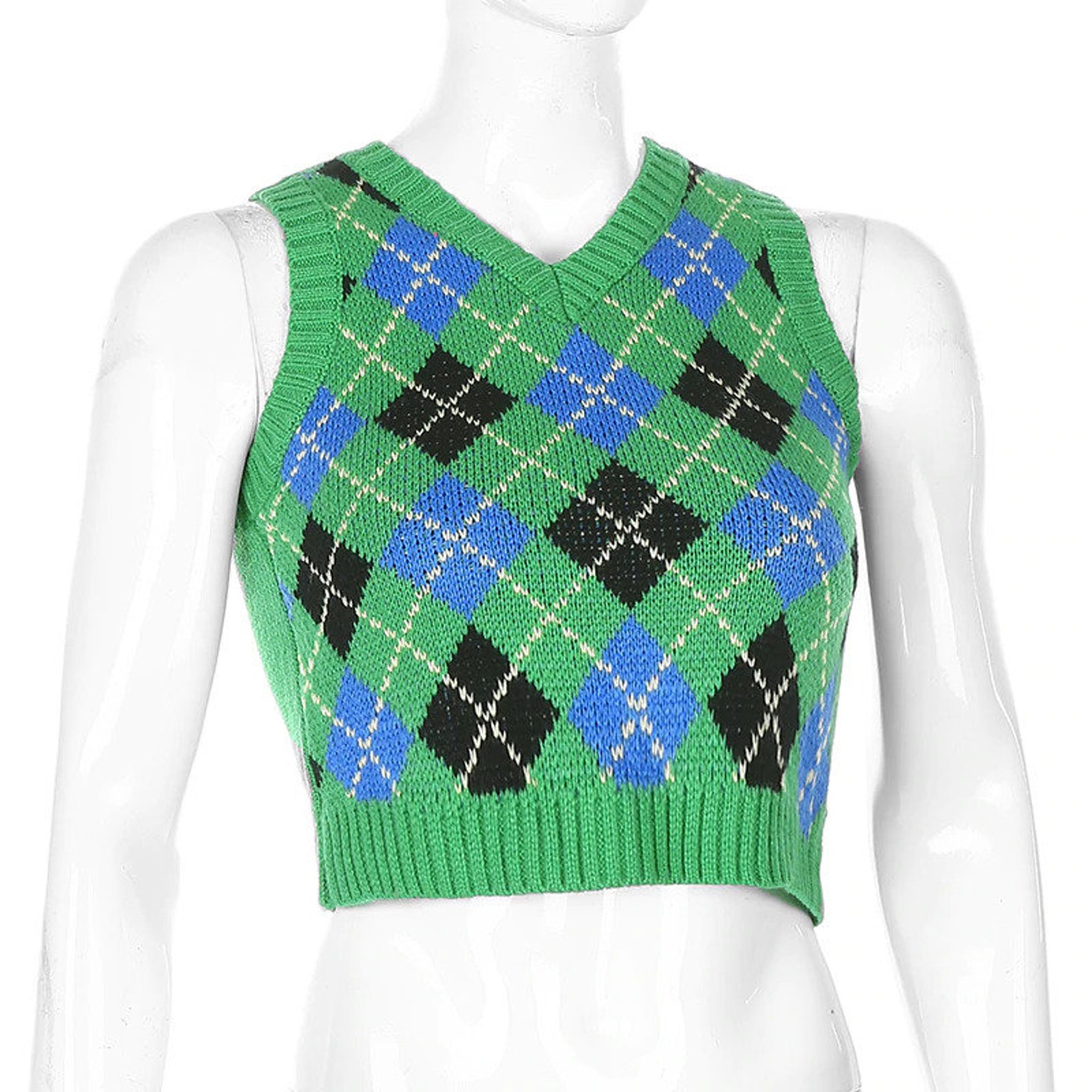 argyle cropped sweater