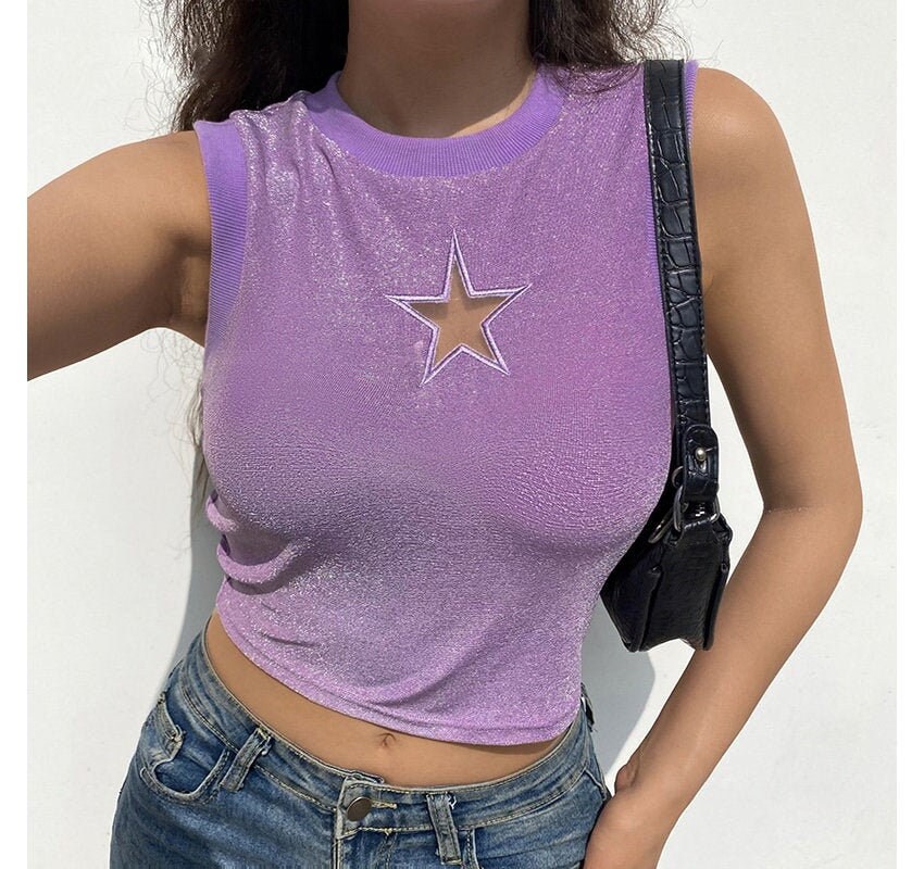 Star Shape Embroidered Crop Top / Tank Top Y2K / Streetwear Etsy
