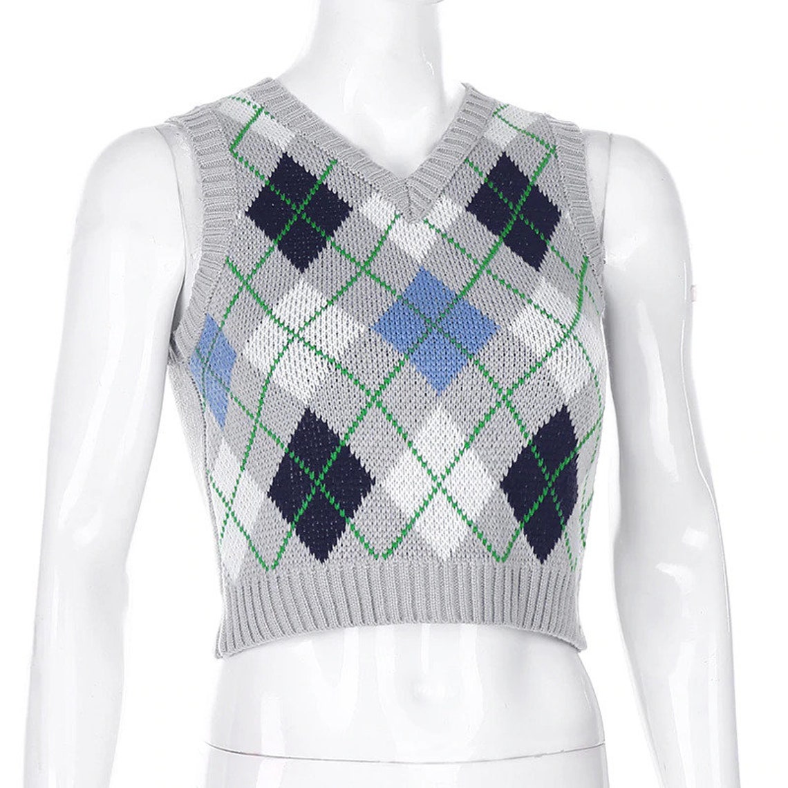 argyle cropped sweater
