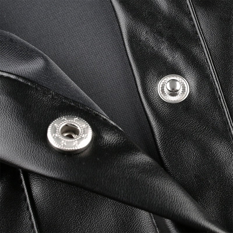 Black Faux Leather Button Up Jacket Collared Y2K / Etsy