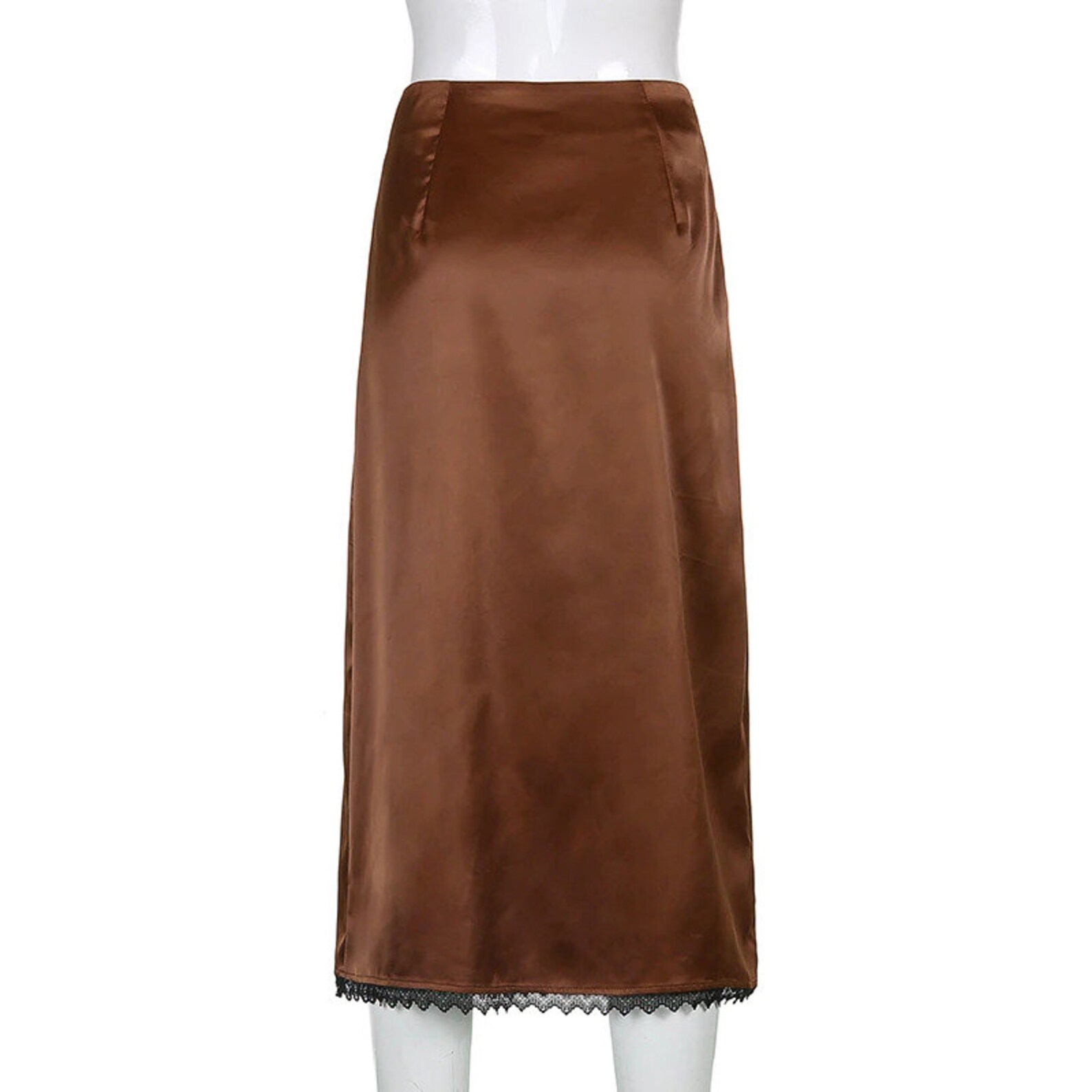 Satin Lace Edge High Waisted Midi Skirt Y2K / Streetwear | Etsy