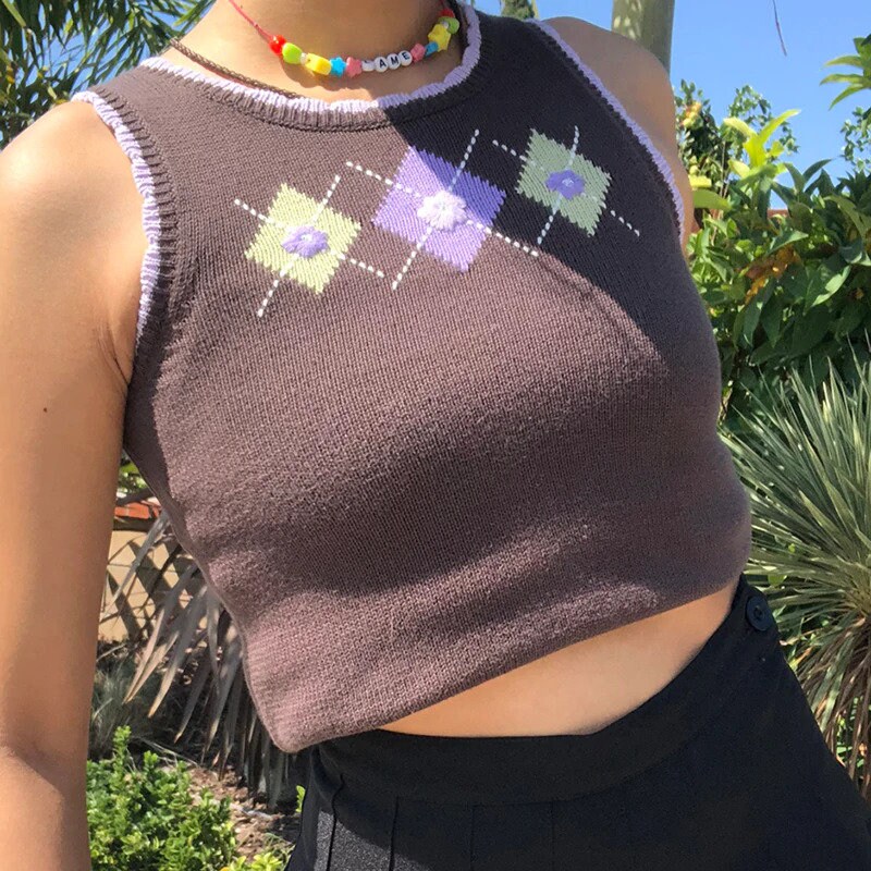 argyle cropped sweater