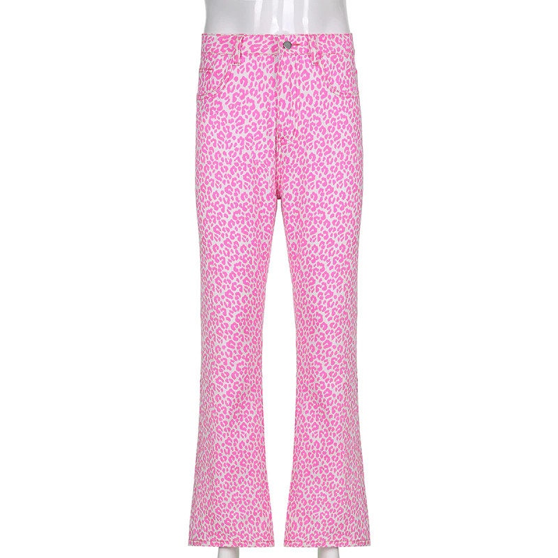 Leopard Print Pink High Waisted Jeans Y2K / Streetwear | Etsy