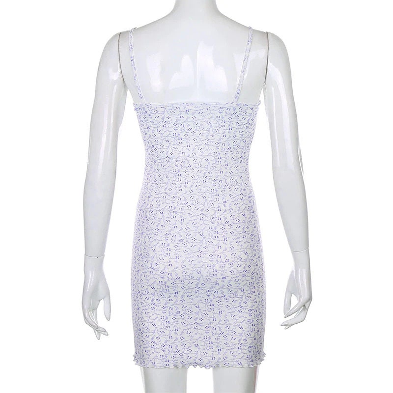 Floral Pattern Cute Lace Edge Mini Dress Loungewear / | Etsy