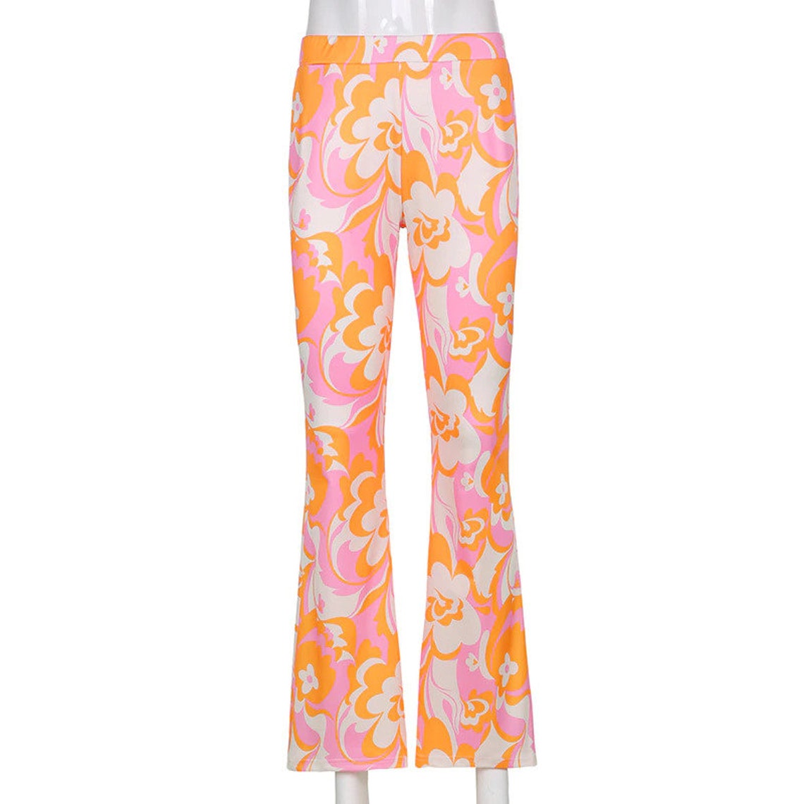 Floral Pattern High Waisted Flare Pants Summer / Y2K / Etsy