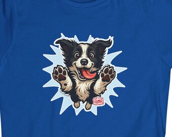 OMG Youre Home Dog Reunion T-Shirt: Happy and Excited Leaping Border Collie Women's Shirt