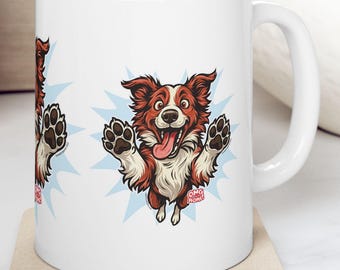 Red Border Collie Dog Mug: Cheerful Coffee Cup, Pet Lover Gift