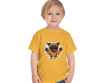 T-shirt à motif carlin sautant ludique pour tout-petit pour enfant