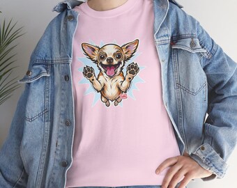 Jumping Chihuahua T-Shirt | Playful Dog Illustration