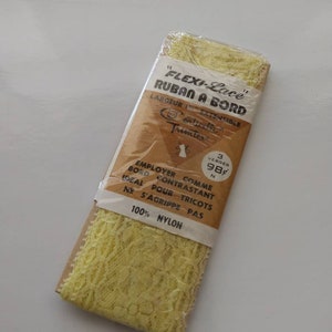 Gelbe Fexi-Spitze Saum mit Blick auf 1 3/4 "Breit Dehnbar 3 Yards Vintage Nähen Strickstoff Crafting 100% Nylon Quilten Schneiderei Kante