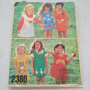 Little Vogue 2386 Size 3 pattern uncut Vintage 19XX Toddler Girl Dress long or short sleeve summer tunic Sundress with Shorts pants panties