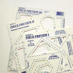 Quilter's Piece Preview I, II and III Rulers Cutting Guide Craft Home Vintage Quilting Tool