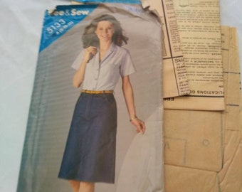 See and Sew by Butterick 5133 Size A (8-10-12) pattern uncut Vintage 1997 Lady Woman Adult loose-fitting blouse straight skirt mid-knee