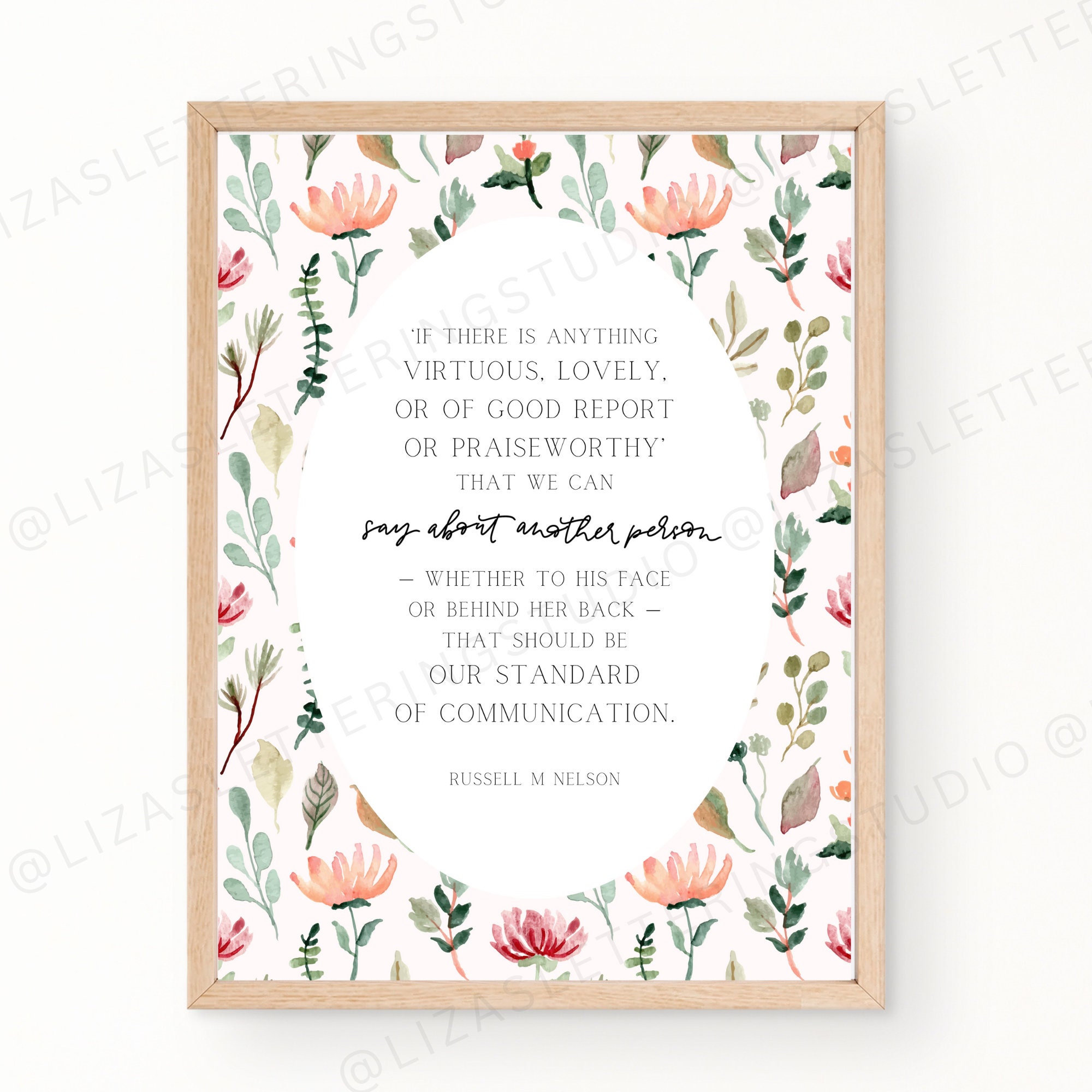 Russell M Nelson April 2023 Quote Bundle, Large Size LDS General Conference Quote Floral ...
