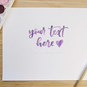 Aangepaste aquarelpenseelletters 8 x 10 afdrukken, maximaal 12 woorden | Gepersonaliseerd inspirerend citaatgedicht met bijbeltekstafdruk