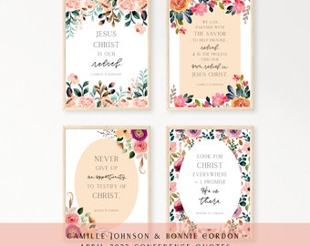 General Conference Quotes from Women, April 2023 | Camille Johnson & Bonnie Cordon | Floral Conference Quote PNGs