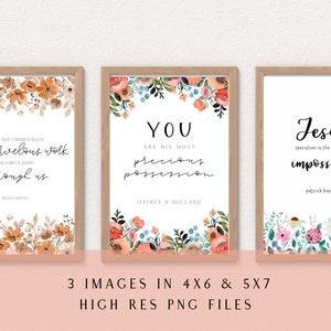 April 2022 General Conference Quote Printable Bundle | Floral Handlettered Aburto, Kearon, & Holland | 4x6, 5x7 PNG Digital Download