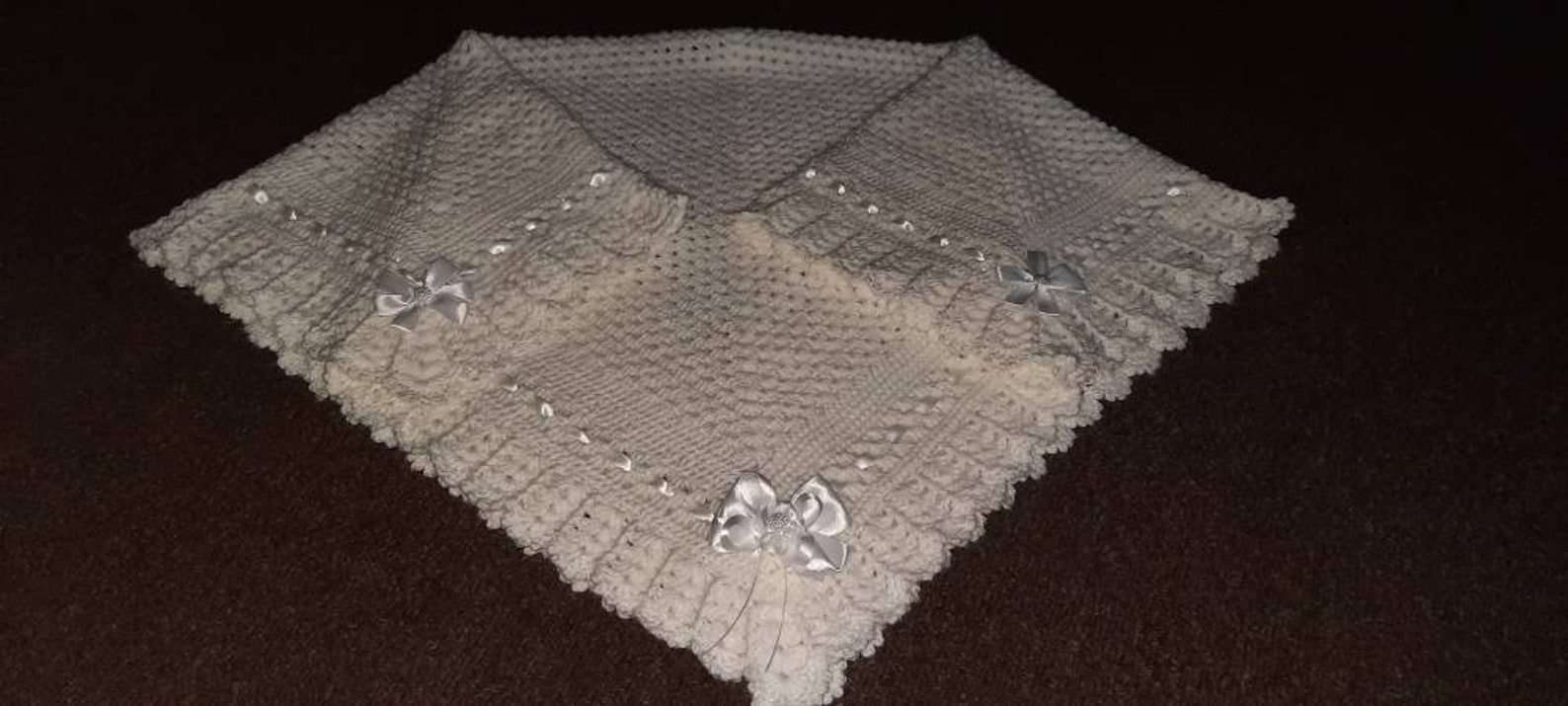 Hand Crocheted Baby White Shawl Etsy