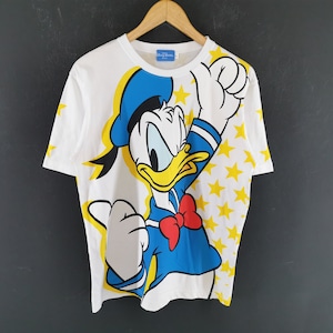 Donald Duck Shirt Vintage 90s Donald Duck Overprint T Shirt Size L