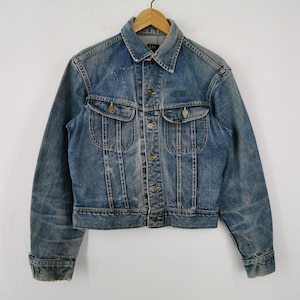 Lee Jacket Distressed Vintage 80s Lee Denim Jeans Jacket Made In USA Size M