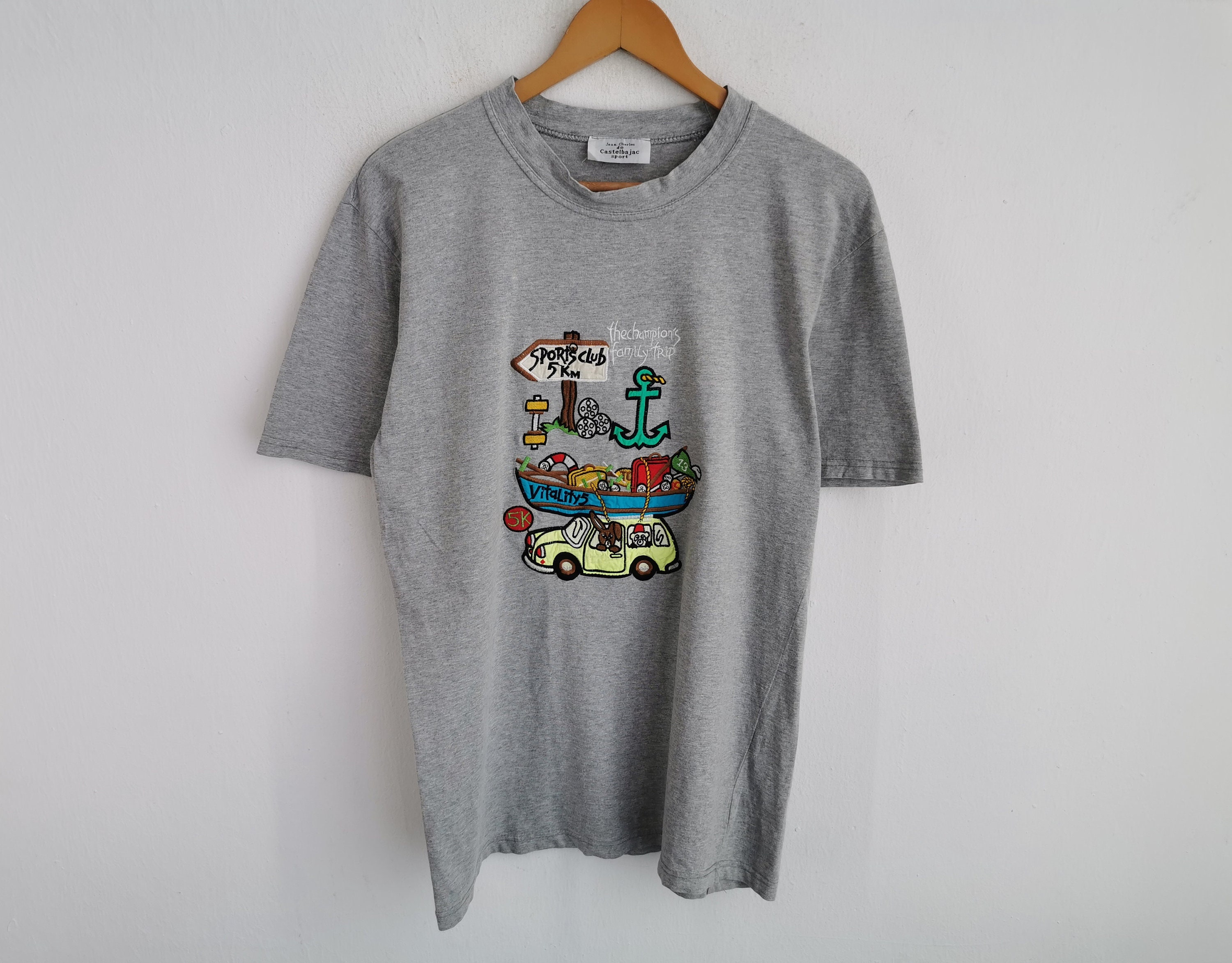 トップス 80s JC de Castelbajac Viscose PrintShirt VINTAGE JC CASTELBAJAC SPORT FULL PRINT POP ART T SHIRT XL