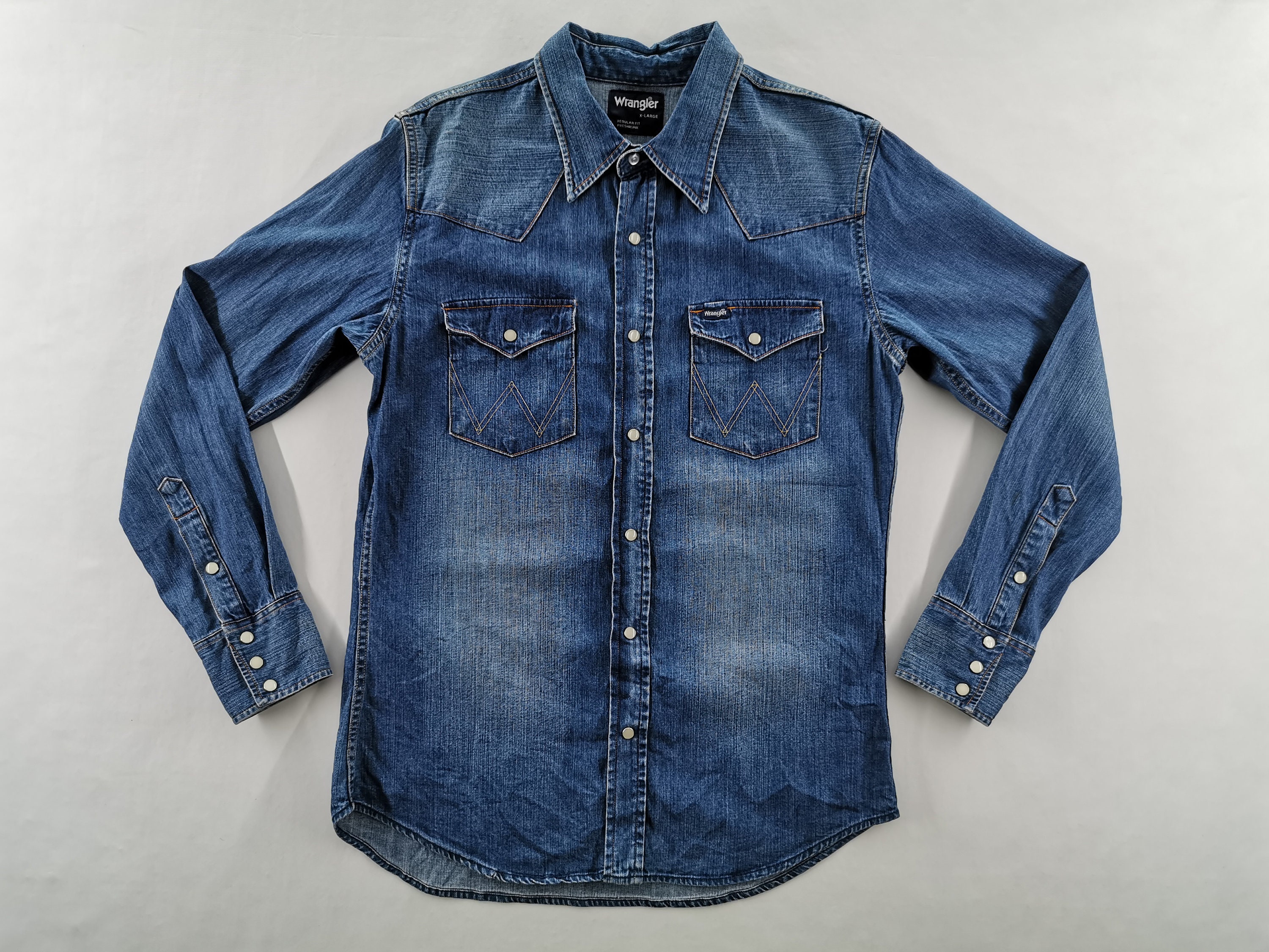Wrangler Shirt Vintage Wrangler Button Up Denim Shirt Size XL | Etsy