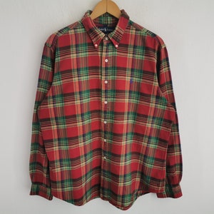 Polo Ralph Lauren Shirt Vintage 90s Polo Ralph Lauren Checkered Flannel Button Shirt Size M