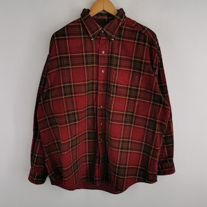 LL Bean Jeans Shirt Vintage LL Bean Corduroy Checkered Button Shirt Size XXL