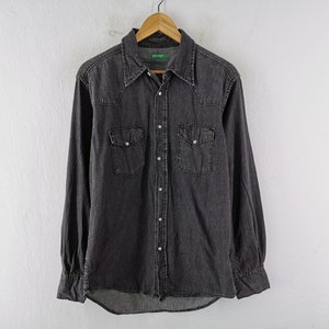 Benetton Shirt Vintage Benetton Button Jeans Shirt Size L
