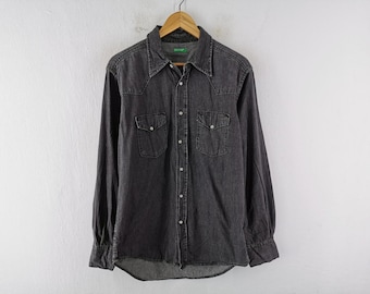 Benetton Shirt Vintage Benetton Button Jeans Shirt Size L