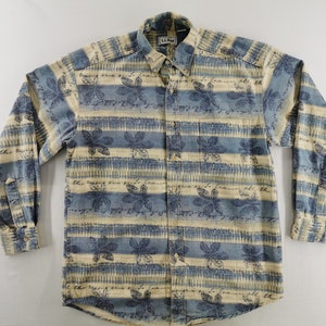 L.L. Bean Shirt Vintage L.L. Bean Made In USA Over Print Button Shirt Size M