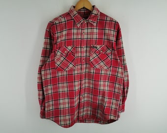 Camisa de franela vintage Wrangler Trail con botones, talla L