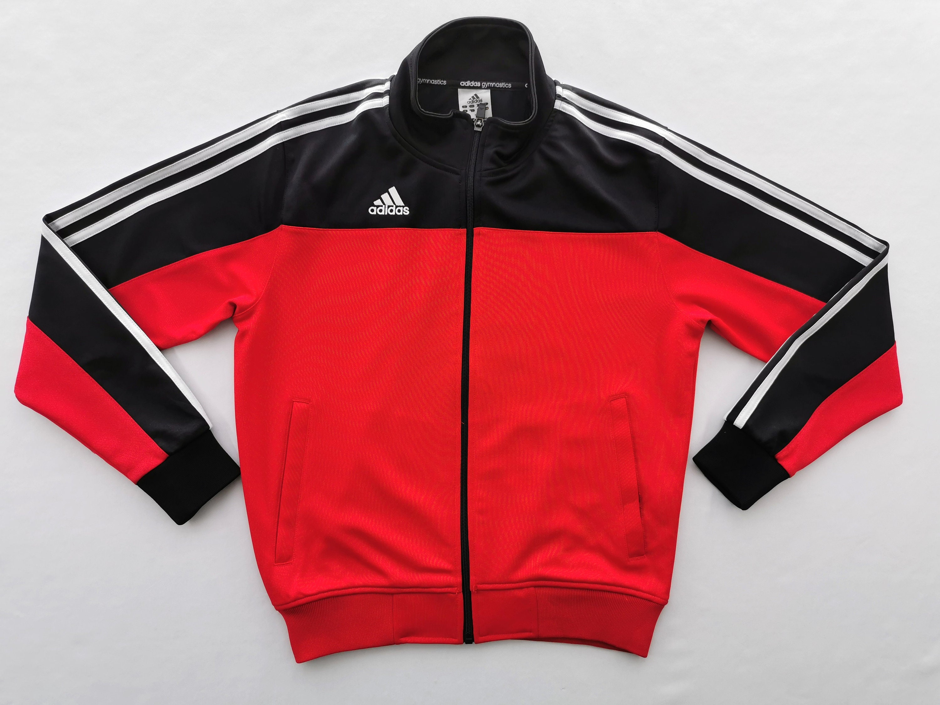 Adidas Taped Short Sleeve Track Jacket Preloved Red Xs Mens