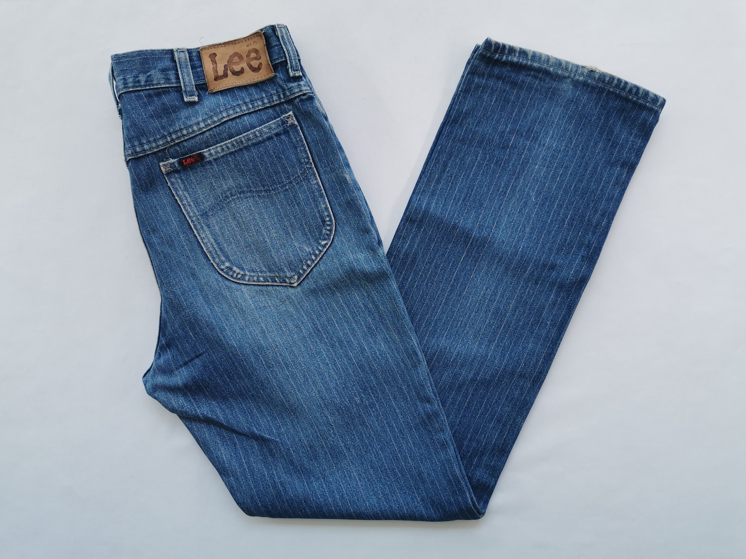 Lee Jeans Distressed Vintage Size 33 Lee Made In USA Striped Etsy