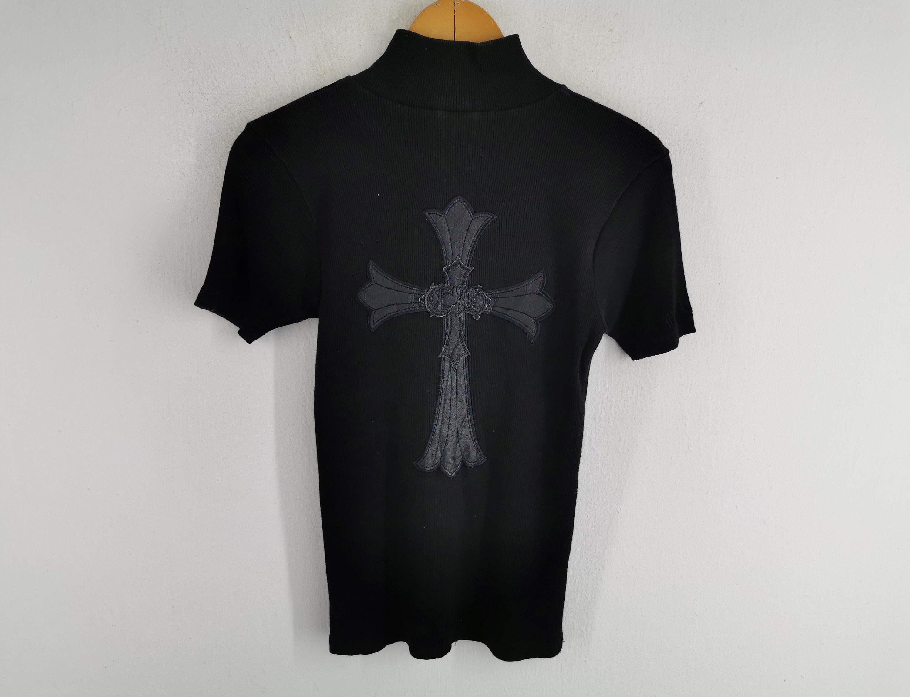 Leather Cross Embroidered T-shirt Chrome Hearts 23ss T-shirt 