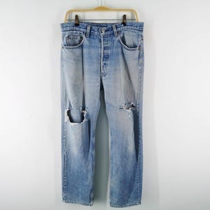 Levis Distressed Ripped Jeans  Vintage 90&#39;s Levis Lot 501 Made In USA Denim Jeans Pants Waist 34