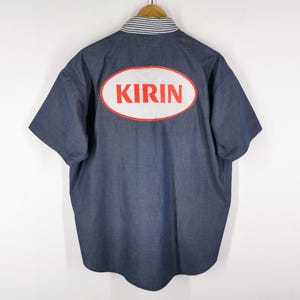 Kirin Shirt Vintage 90's Kirin Work Wear Button Shirt Size XL