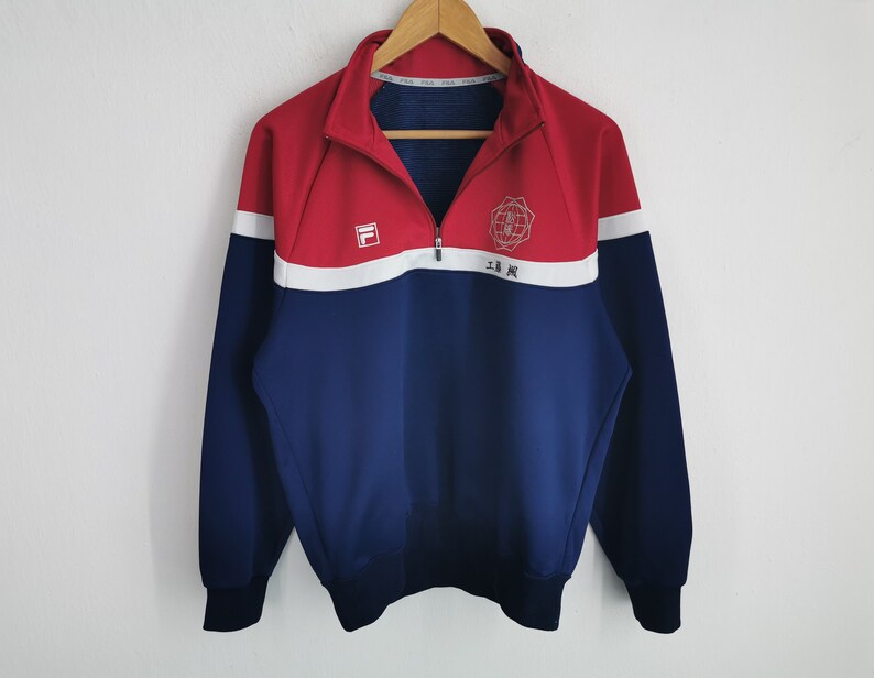 Chaqueta Fila Vintage, Sudadera Fila, Chaqueta deportiva, Hecha en Japón, Talla L imagen 2