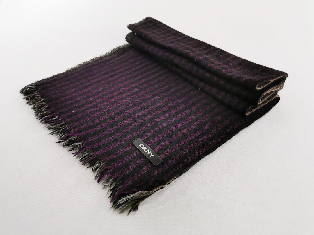 小物 DKNY wool leather muffler DKNY Scarf Vintage DKNY Wool Muffler Body Wrap 62