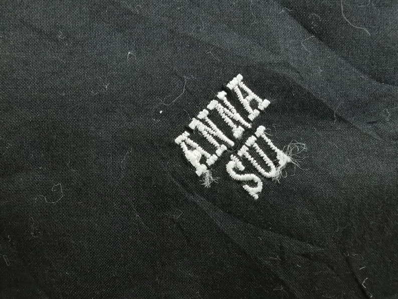Anna Sui Cotton Handkerchief Multi-Color Vintage Designer Accessories Hand Roll Mini Scarf 17.5 X 18 image 4