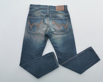 Jeans Edwin vintage effetto usurato, taglia 34, Made in Japan, taglia 31/32x32